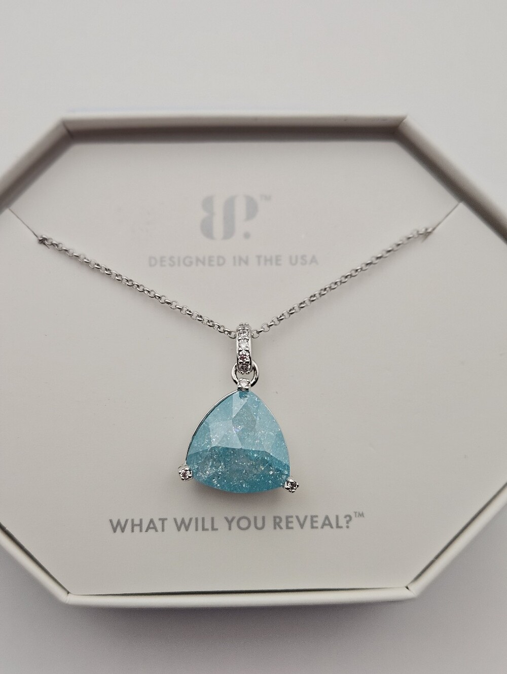 Bomb Party NK70046 "Eternal Pursuit" Blue Topaz Ice Crystal Necklace